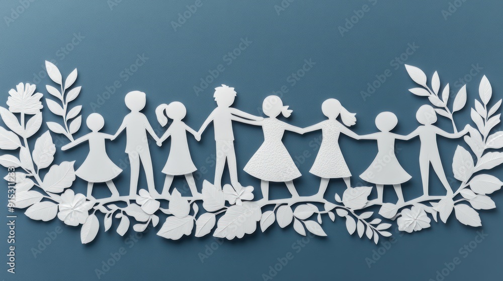 Poster empowering mentorship in papercut art - creative teaching and support concept with intricate pattern