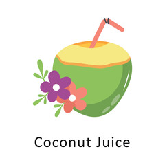 Coconut Juice Vector Flat Icon Design illustration Symbol on White background EPS 10 File