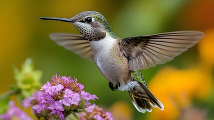 hummingbird feeding on a flower