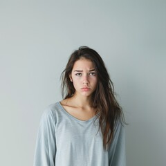 Obraz premium Sad woman with long hair