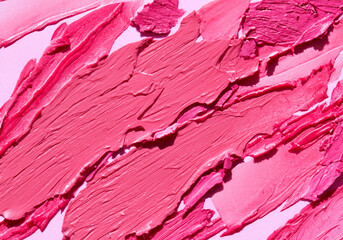 Fototapeta premium Close up Lip gloss pink red smear