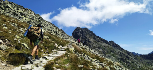Fototapeta premium hiking in the mountains is a great way to spend your free time