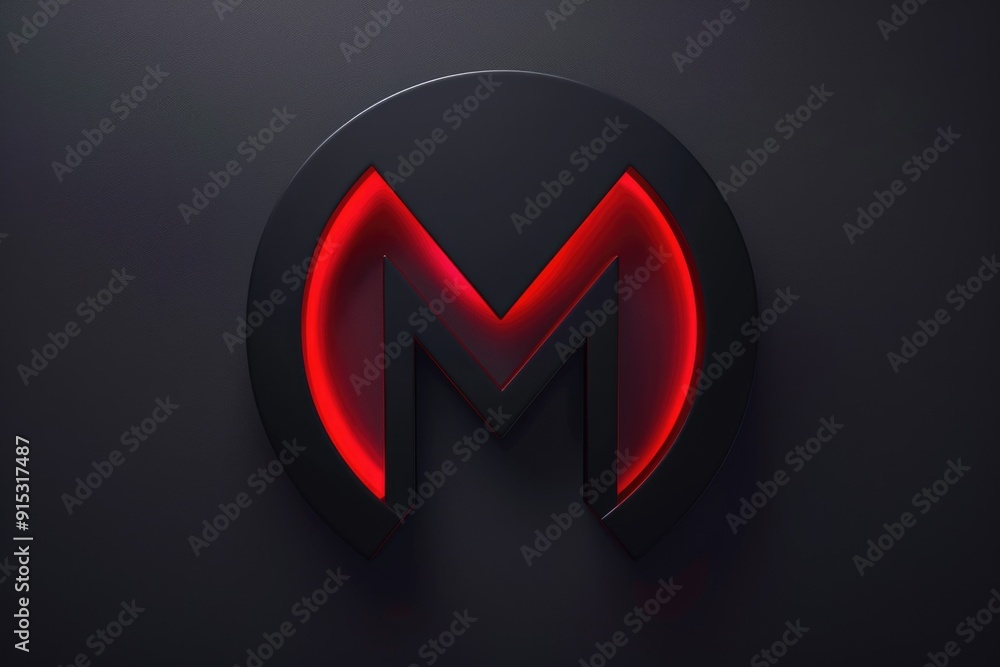 Poster a close-up shot of a bold red and black logo, ideal for use in marketing materials or branding conte