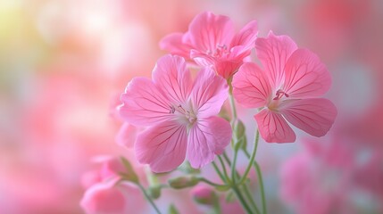 Fototapeta premium Close-up of pink flowers on a pink background showcasing the beauty and detail of nature's blossoms