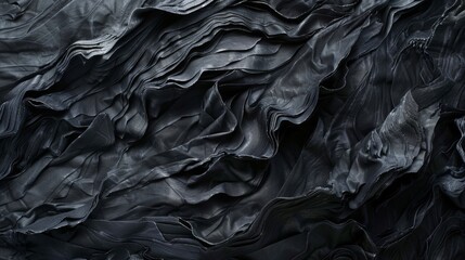 Obraz premium A black edgy background. Liquid shapes out of smooth flowing black textured background