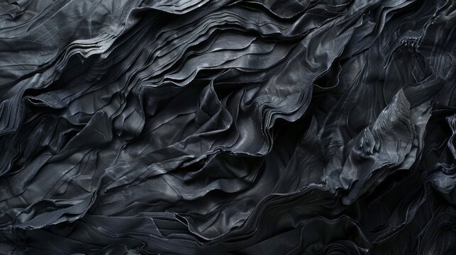 A black edgy background. Liquid shapes out of smooth flowing black textured background