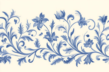 Fototapeta premium Watercolor blue floral frame for wedding, birthday, card, background, invitation, wallpaper, sticker, decoration etc.