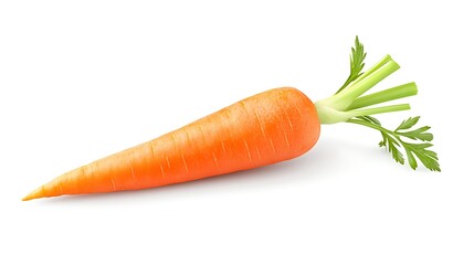 Fresh Carrot with Green Tops Isolated on White Background