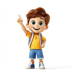 Obraz premium Cartoon character raising hand in enthusiastic gesture during daytime