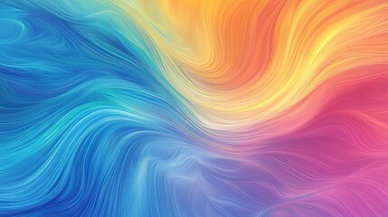 Obraz premium Abstract wavy background with blue, yellow, and pink gradient.