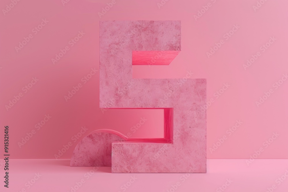 Poster A close-up view of the letter E constructed from concrete blocks