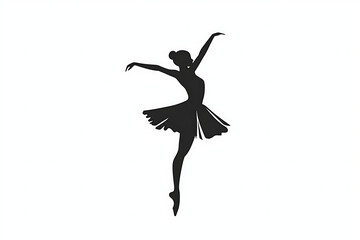 Black Silhouette of dancing ballerina transparent on background
