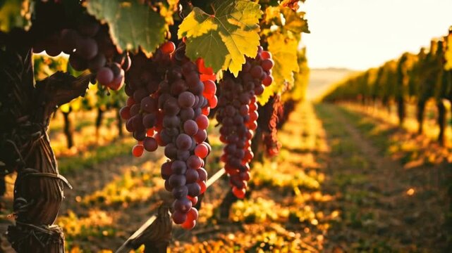 ripe grapes in vineyard
