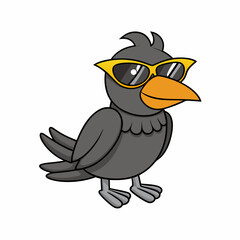 A clever Crow wear sun glass vector illustration 