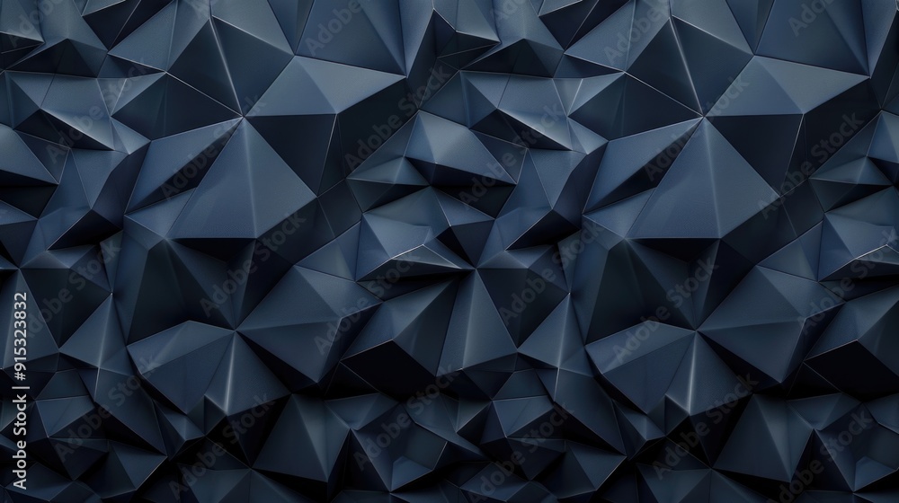 Poster a collection of dark blue geometric shapes, perfect for illustrating abstract concepts or futuristic