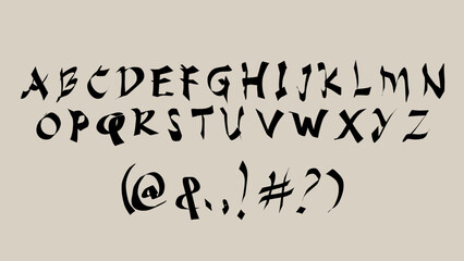 brush font alphabet handwritten, grunge vector set lettering font typeface