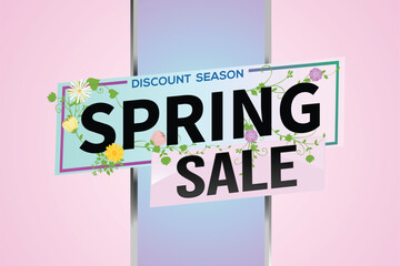 spring sale word text concept icon logo sign symbol vector note mega shopping style for use landing page, template, social media, web, mobile app, poster, banner, flyer, background, gift card, coupon
