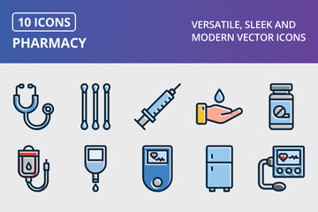 Pharmacy Thick Line Filled Dark Colors Icon Set