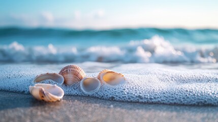 A serene beach with seashells, capturing the peacefulness of coastal nature.