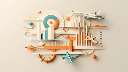Obraz premium Set of 3d finance icon, Business and financial concept. 3d. Illustration design