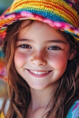 Young Girl with Colorful Hat