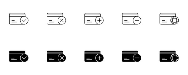 Sleek Debit Card Icon Set - Modern Vector Graphics for Banking Apps, Financial Websites, and UI Design