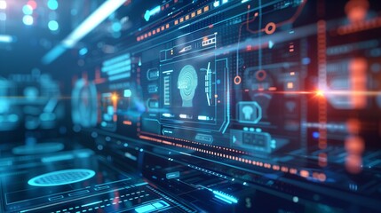 Fototapeta premium leptoptechnology, lockertecknology, handslighttecknology, brainshapetecknology