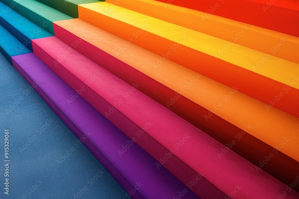 Poster a colorful staircase with each step being a different color
