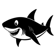 Obraz premium Smile Shark Life Beautiful Positive Message Monochrome Illustration