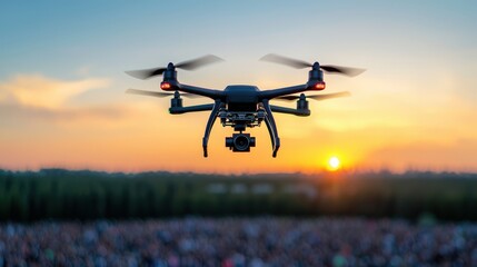 Drone demonstration during an outdoor technology exhibition. International Day of Science, Technology and Innovation
