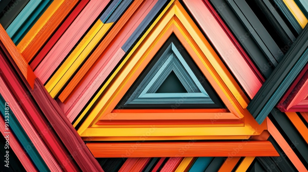Aufkleber a colorful abstract design made of triangles and rectangles