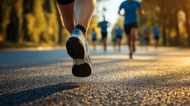 Sunset Charity Run with Energetic Participants