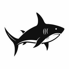 Obraz premium Shark silhouette on a white background Side view Vector illustration