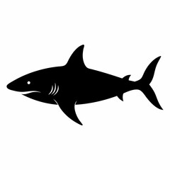 Obraz premium Shark silhouette on a white background Side view Vector illustration