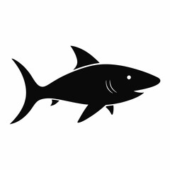 Fototapeta premium Shark silhouette on a white background Side view Vector illustration