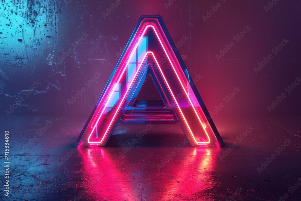 Fototapete a futuristic 3d icon of the letter a designed with neon lighting effects and a sleek appearance suit