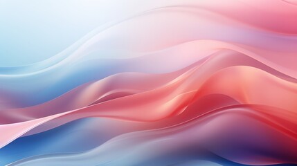 Fototapeta premium Abstract fluid waves with smooth gradients of pastel pink and blue flow elegantly across a soft background.
