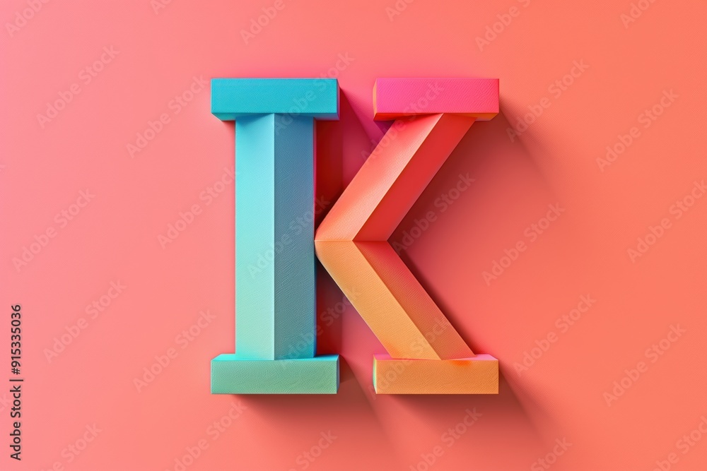 Fototapete A minimalist illustration of the letter K showcasing clean lines and a simple design suitable for modern and sleek branding or graphic design projects.