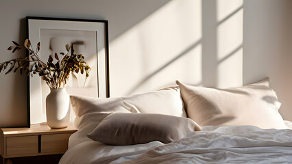 stylish warm bedroom interior