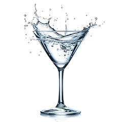 Martini cocktail Glass with splash isolated on white background