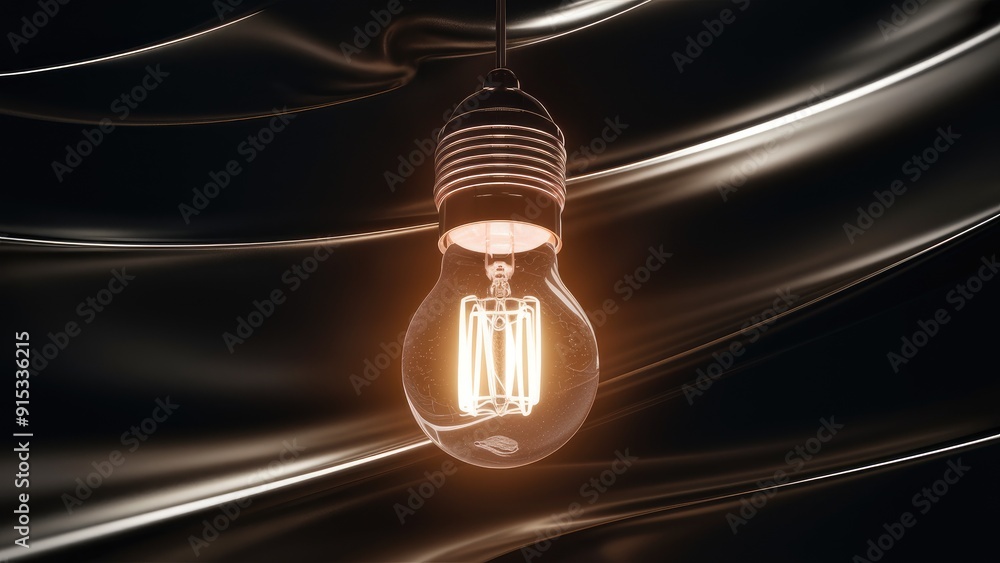 Poster single light bulb against a boundless background 3d rendering
