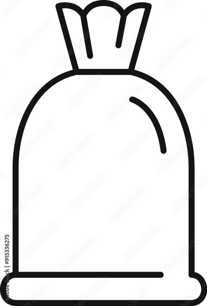 Poster full garbage bag tied with bow icon. outline full garbage bag tied with bow icon for web design isol
