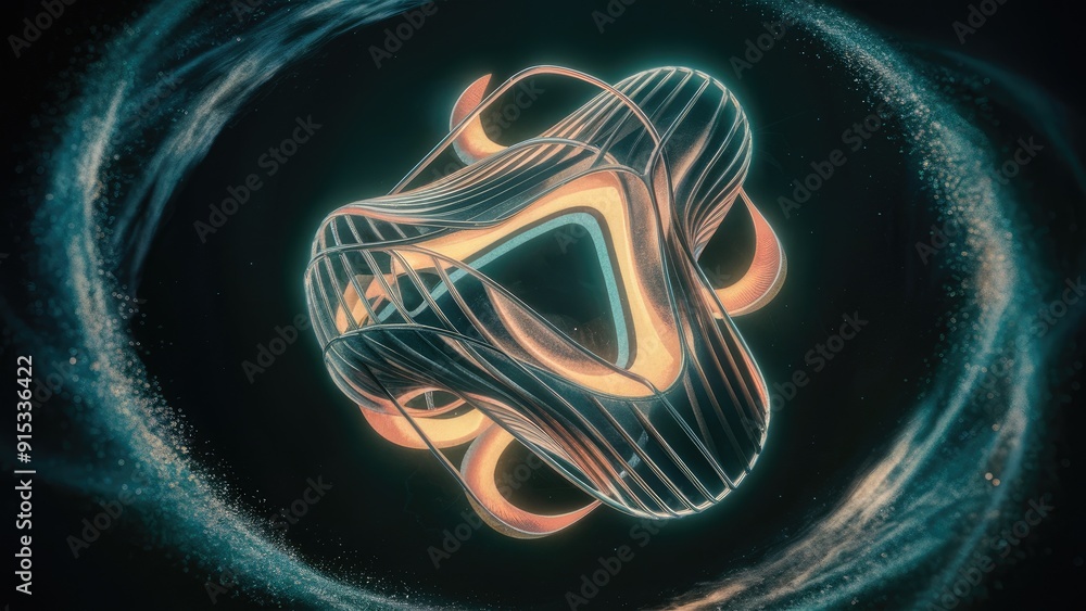 Poster fun abstract geometric 3d shape with curvy lines and unique structure