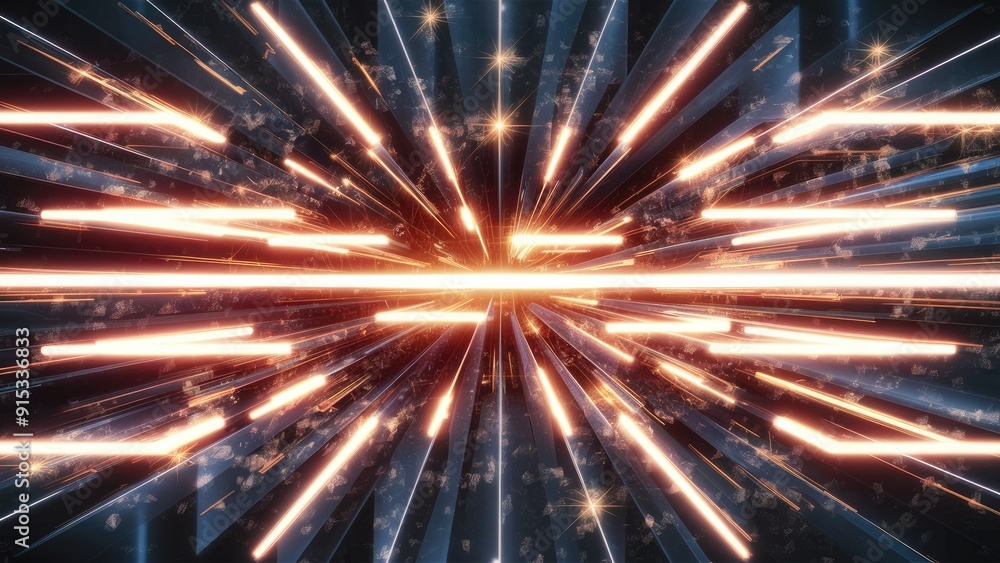 Poster horizontal glare effect with laser beams and light rays stunning flashes of light creating glowing s
