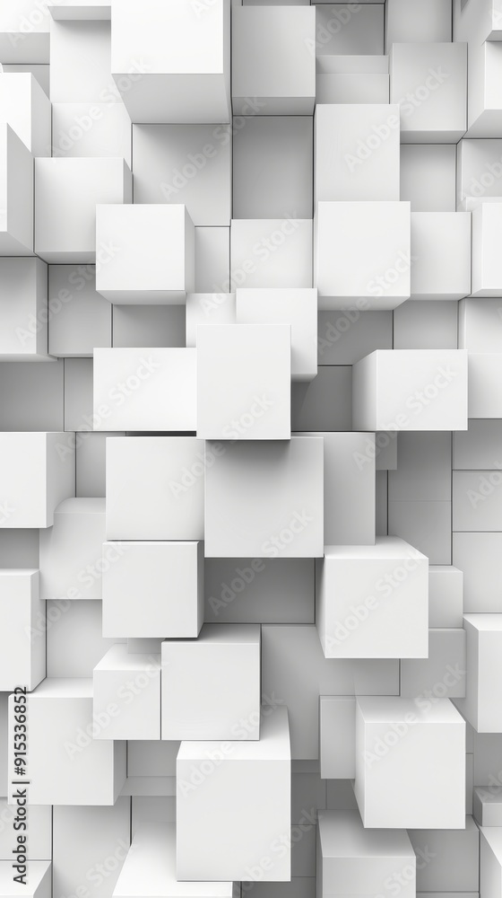 Poster abstract background of white cubes, modern minimalist design. concept of geometry, architecture, 3d 