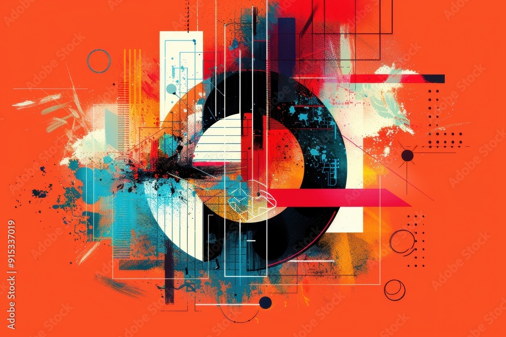 Fototapete an abstract and modern illustration of the letter o using geometric shapes and vibrant colors to cre