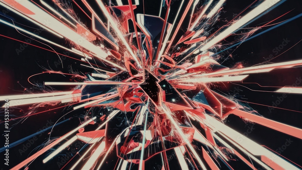 Aufkleber dynamic abstract lines with sparkles and glowing motion