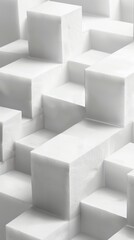 Abstract Minimalist White Cubes Background, Modern Geometric Design