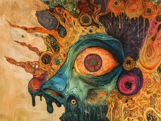 Surreal Abstract Art with Vibrant Colors and Organic Shapes