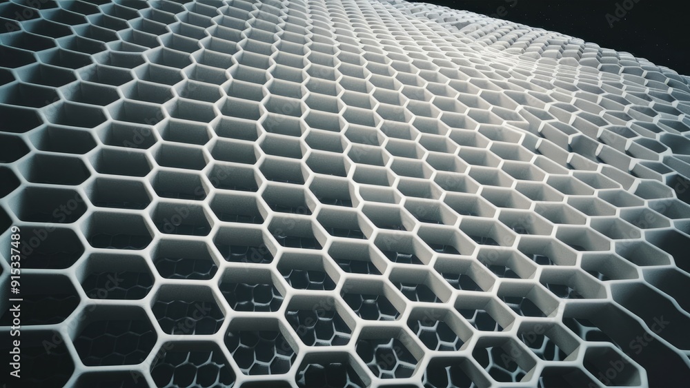 Aufkleber futuristic 3d white hexagonal pattern with honeycomb grid design abstract geometric mesh texture
